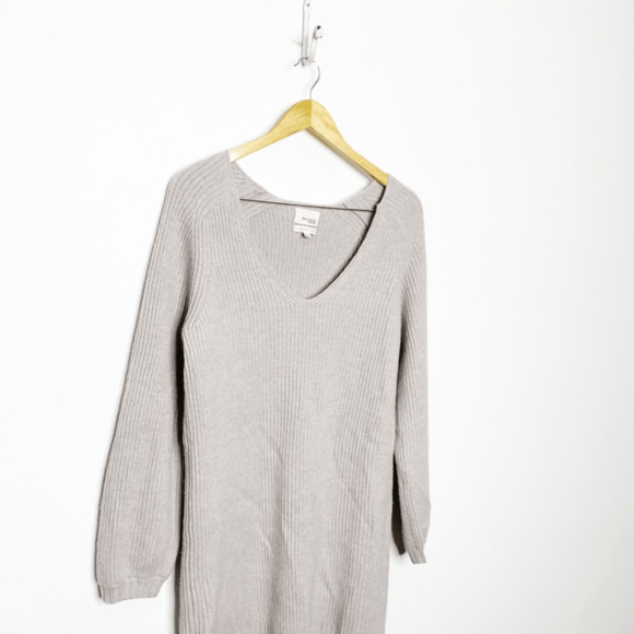 WILFRED FREE Wolter Sweater Waffle knit V neck sweater Heather Birch WOMENS M - Picture 3 of 7